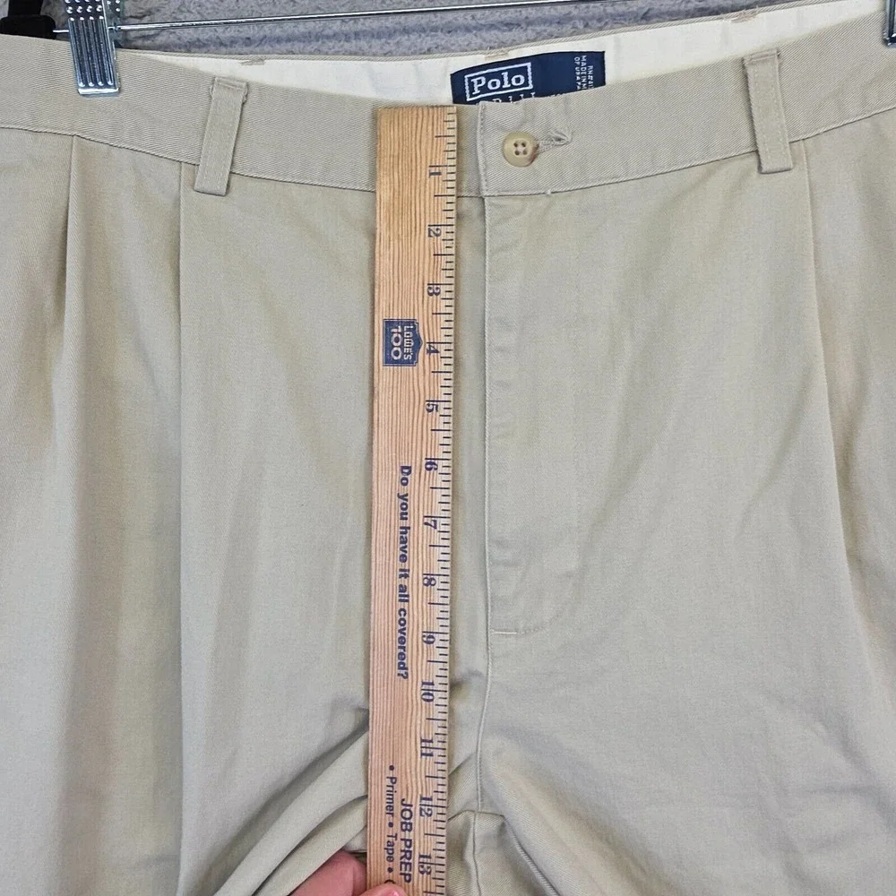 Polo Ralph Lauren‎ Hammond Pants Mens 38x32 Khaki Straight Pleated Preppy 35x30